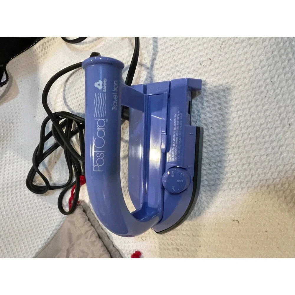 PostCard Travel Iron Compact Folding Portable w/ Pouch Tested Works